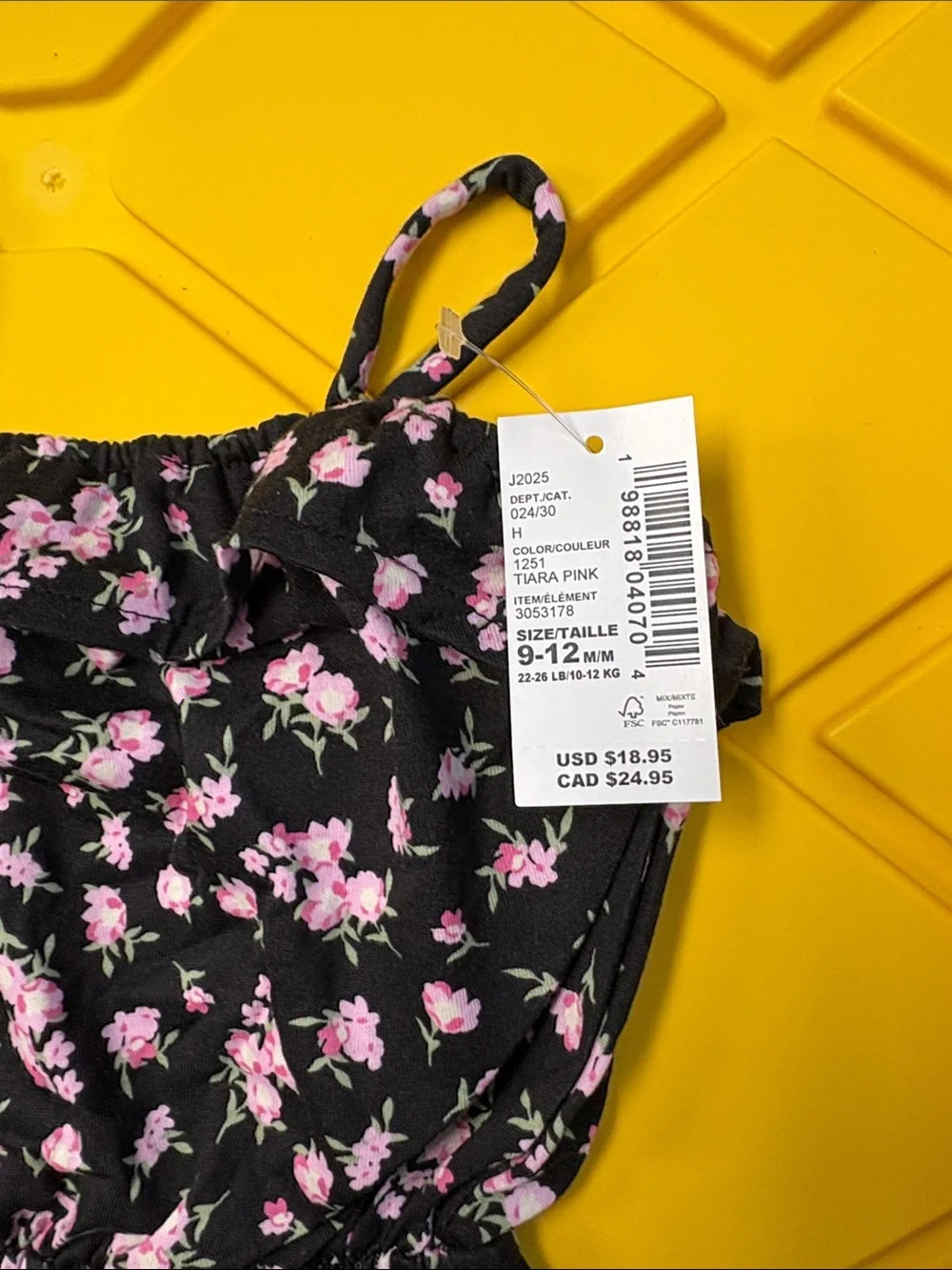 The Children's Place Baby Girls Size 9-12 Month Romper Pink Floral Print NWT $19